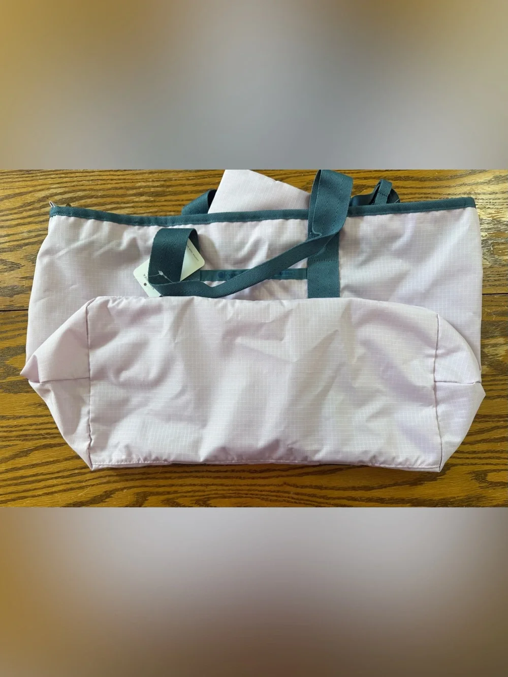 LeSportsac E/W Packable Tote Bag Set Pink & Blue Trim NWT